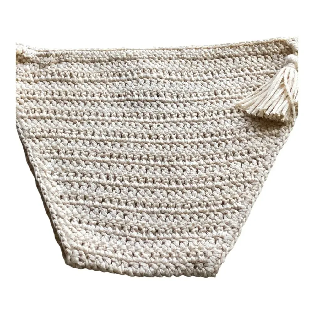POL Crochet Tassel Bloomer Shorts Beige Boho Cottagecore Lounge Wear Size Large